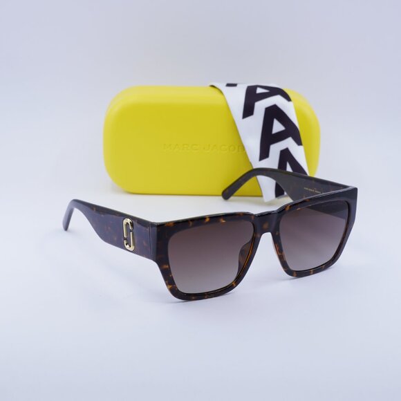 Marc Jacobs MARC 646/S 0086 HA Square Sunglasses - Dark Havana\Dark Brown - Picture 4 of 9